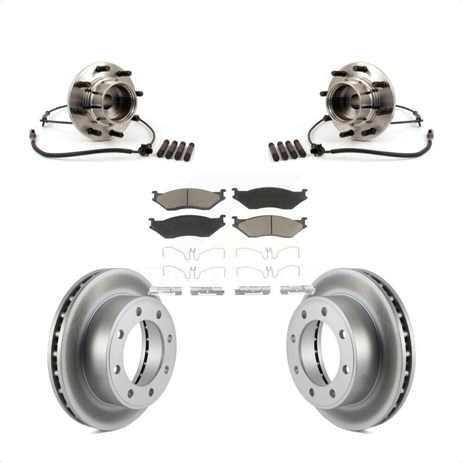 Front Hub Bearing Assembly With Coated Disc Brake Rotors And Ceramic Pads Kit For Ford F-550 Super Duty 4 X with 4-Wheel ABS KBB-121104