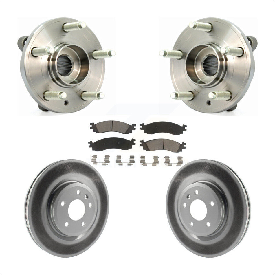 Front Hub Bearing Assembly With Coated Disc Brake Rotors And Ceramic Pads Kit For 2010-2012 Ford Taurus SHO KBB-121120
