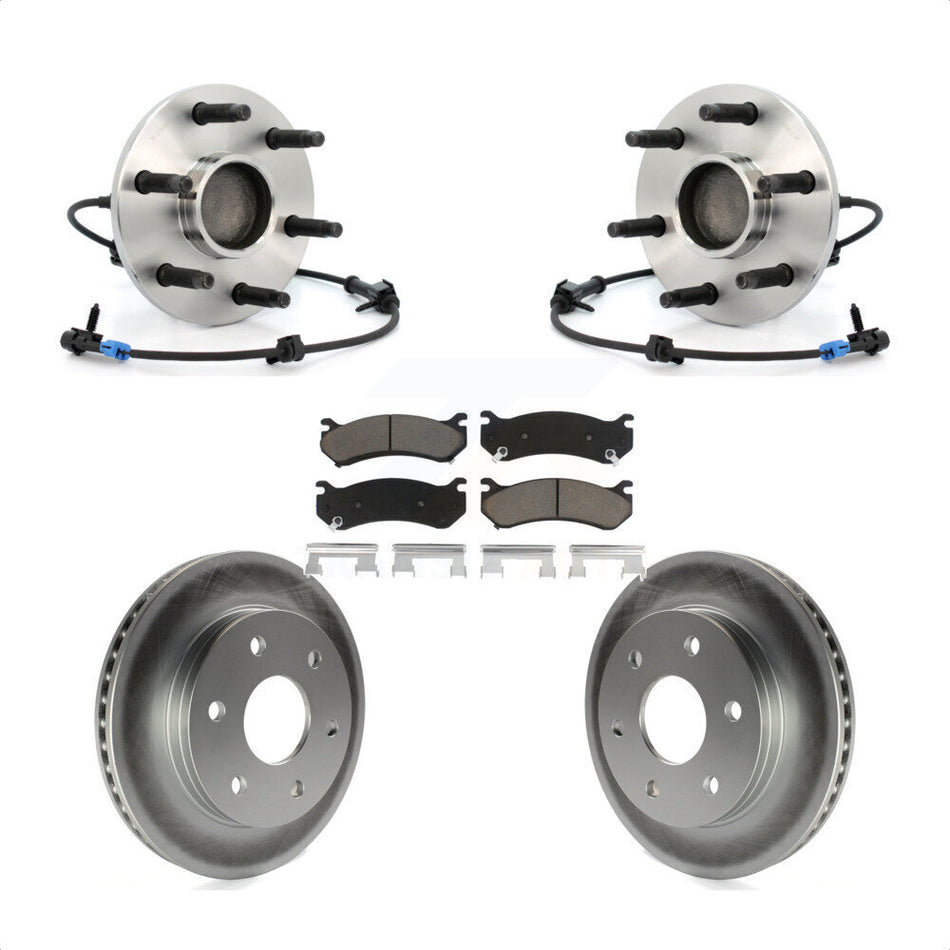Front Hub Bearing Assembly Coated Brake Rotor Pads Kit For Chevrolet Silverado 1500 GMC Tahoe Sierra Suburban Yukon Avalanche XL Classic Cadillac Escalade Express 2500 Savana KBB-121123