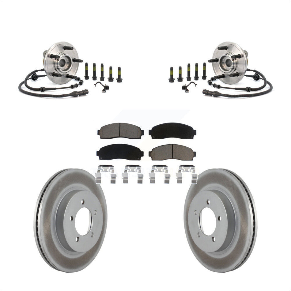 Front Hub Bearing Assembly With Coated Disc Brake Rotors And Ceramic Pads Kit For Ford Explorer Mercury Mountaineer KBB-121133