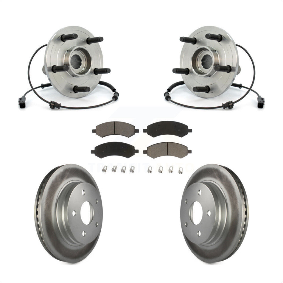 Front Hub Bearing Assembly With Coated Disc Brake Rotors And Ceramic Pads Kit For Dodge Ram 1500 KBB-121135