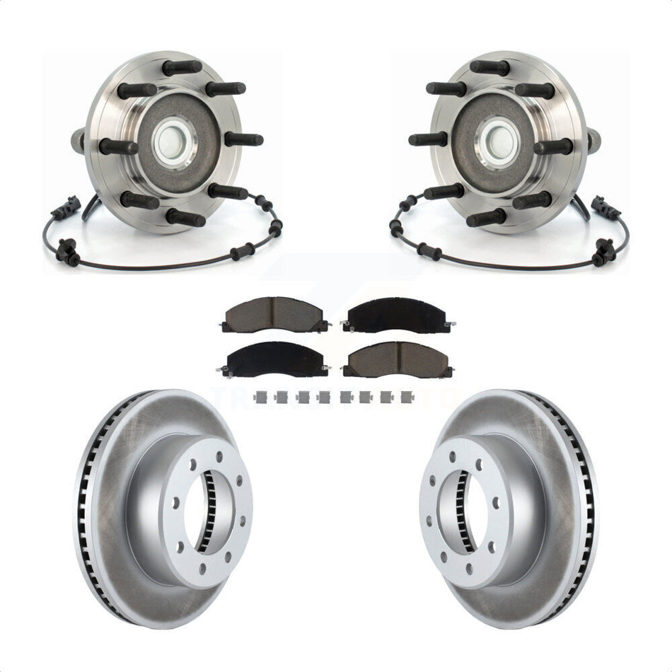 Front Hub Bearing Assembly With Coated Disc Brake Rotors And Ceramic Pads Kit For Dodge Ram 2500 3500 RWD KBB-121137