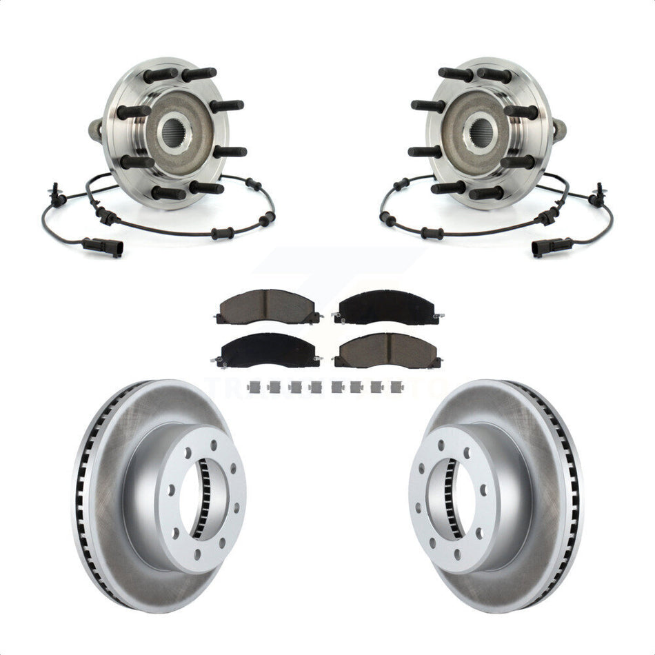 Front Hub Bearing Assembly With Coated Disc Brake Rotors And Ceramic Pads Kit For Dodge Ram 2500 3500 4WD KBB-121138