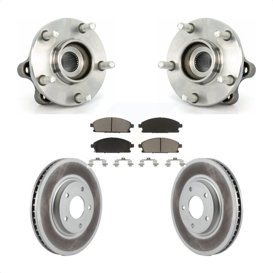 Front Hub Bearing Assembly With Coated Disc Brake Rotors And Ceramic Pads Kit For 2004-2009 Nissan Quest KBB-121141