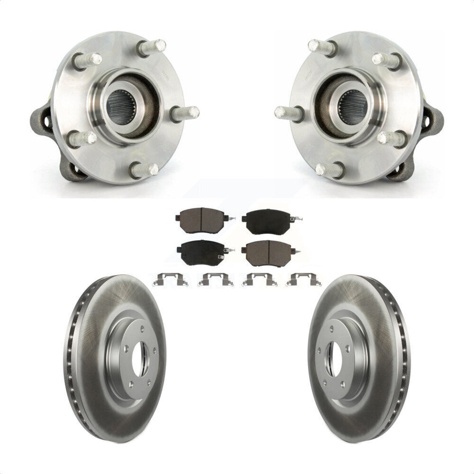 Front Hub Bearing Assembly With Coated Disc Brake Rotors And Ceramic Pads Kit For 2003-2004 Nissan Murano KBB-121143