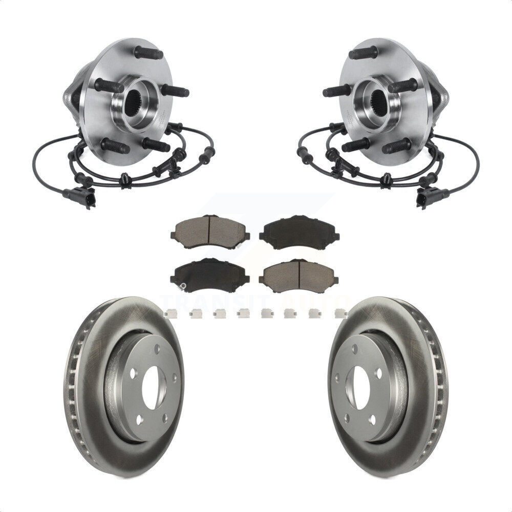 Front Hub Bearing Assembly Coated Disc Brake Rotor And Ceramic Pads Kit For Jeep Wrangler KBB-121144
