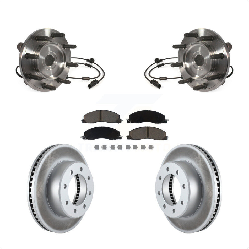 Front Hub Bearing Assembly With Coated Disc Brake Rotors And Ceramic Pads Kit For Ram 2500 3500 KBB-121147