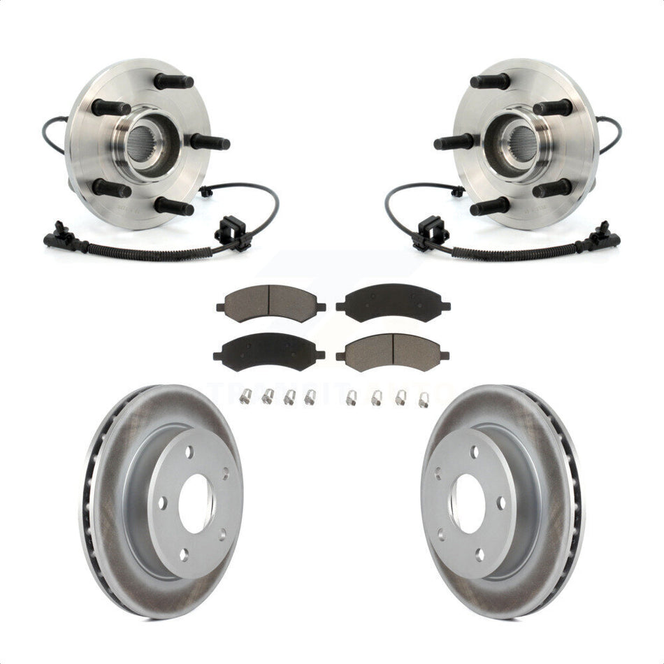 Front Hub Bearing Assembly With Coated Disc Brake Rotors And Ceramic Pads Kit For Dakota Dodge Mitsubishi Raider Ram KBB-121148
