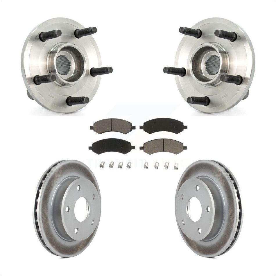 Front Hub Bearing Assembly With Coated Disc Brake Rotors And Ceramic Pads Kit For Dodge Dakota Mitsubishi Raider 2-Wheel ABS KBB-121149
