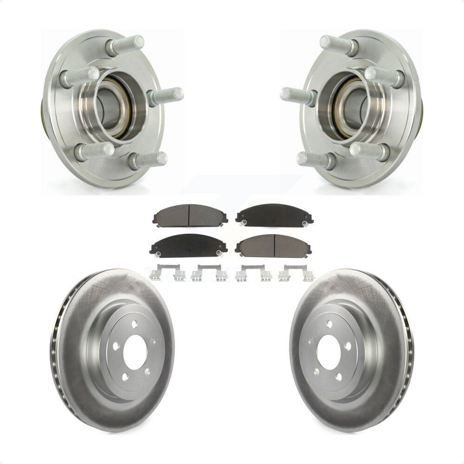 Front Hub Bearing Assembly With Coated Disc Brake Rotors And Ceramic Pads Kit For Dodge Chrysler 300 Charger Magnum Challenger KBB-121157