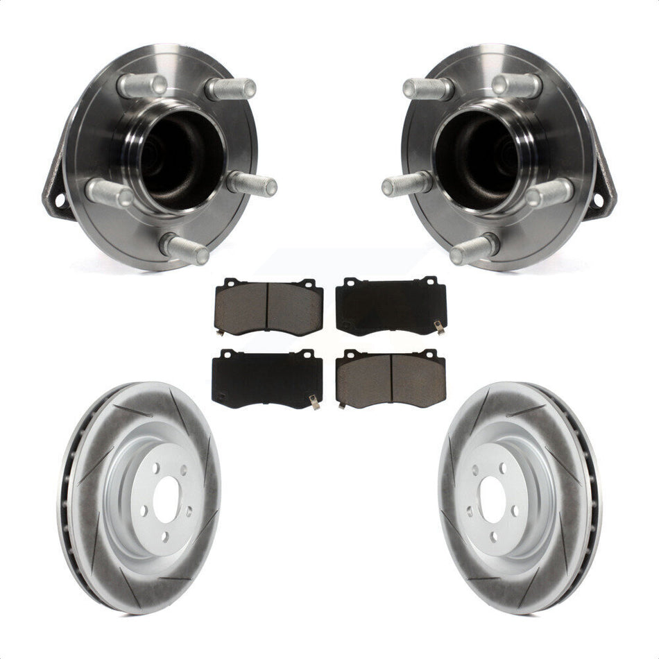 Front Hub Bearing Assembly With Coated Disc Brake Rotors And Ceramic Pads Kit For Dodge Charger Challenger Chrysler 300 KBB-121163