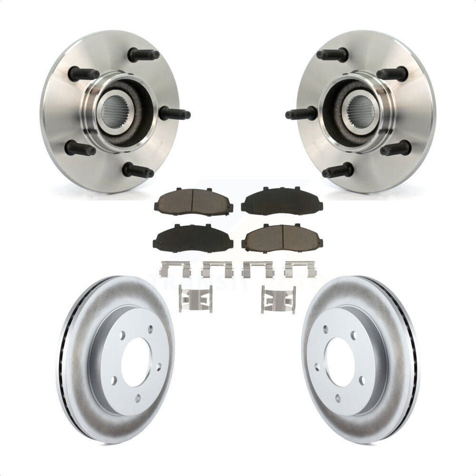 Front Hub Bearing Assembly With Coated Disc Brake Rotors And Ceramic Pads Kit For Ford F-150 4WD with 2-Wheel ABS KBB-121172
