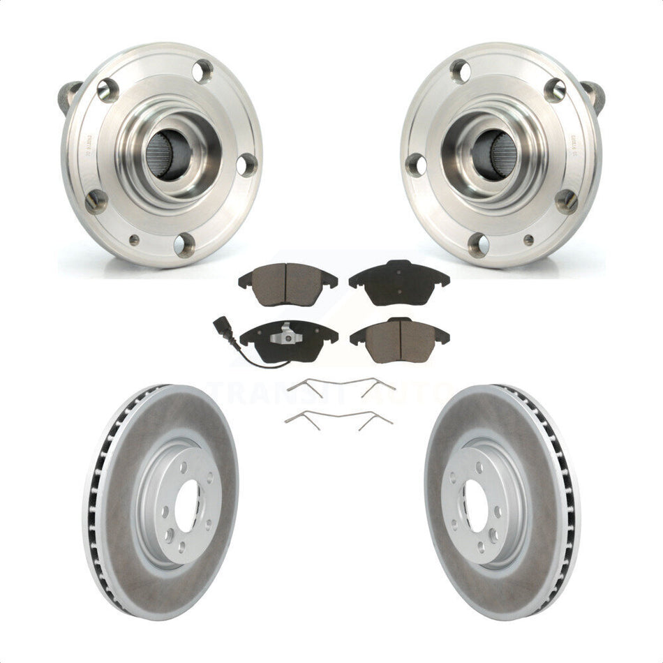Front Hub Bearing Assembly With Coated Disc Brake Rotors And Ceramic Pads Kit For Volkswagen CC 340mm Diameter Rotor KBB-121178
