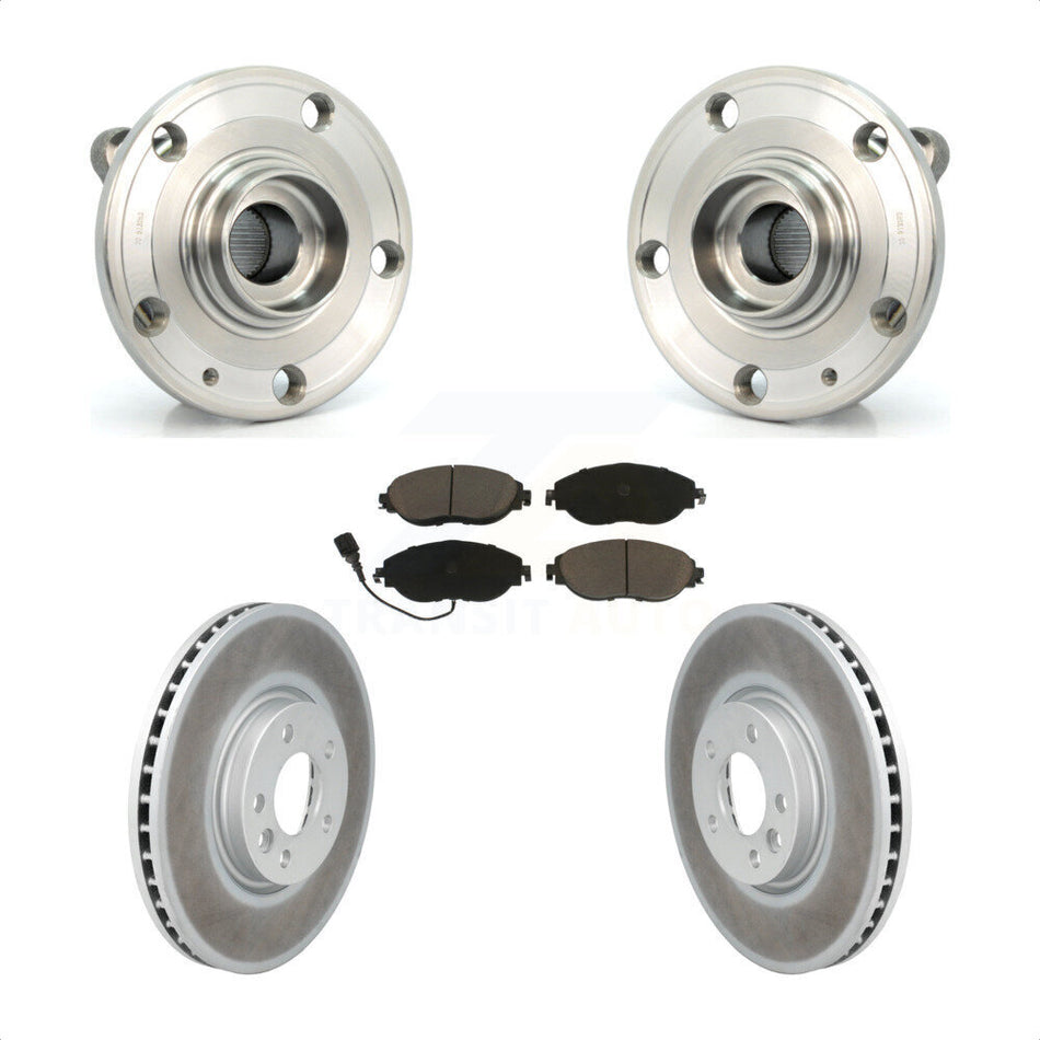 Front Hub Bearing Assembly With Coated Disc Brake Rotors And Ceramic Pads Kit For Volkswagen CC AWD KBB-121181