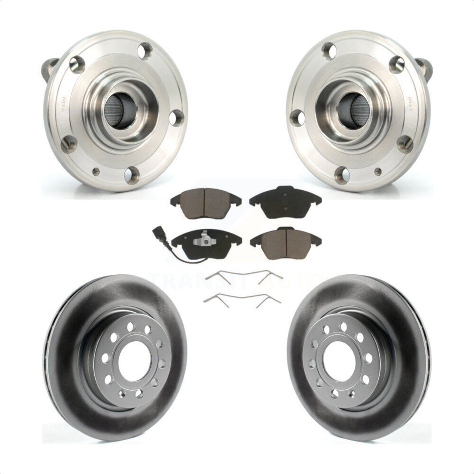 Front Hub Bearing Assembly With Coated Disc Brake Rotors And Ceramic Pads Kit For Volkswagen GTI Audi A3 Quattro 280mm Diameter Rotor KBB-121186