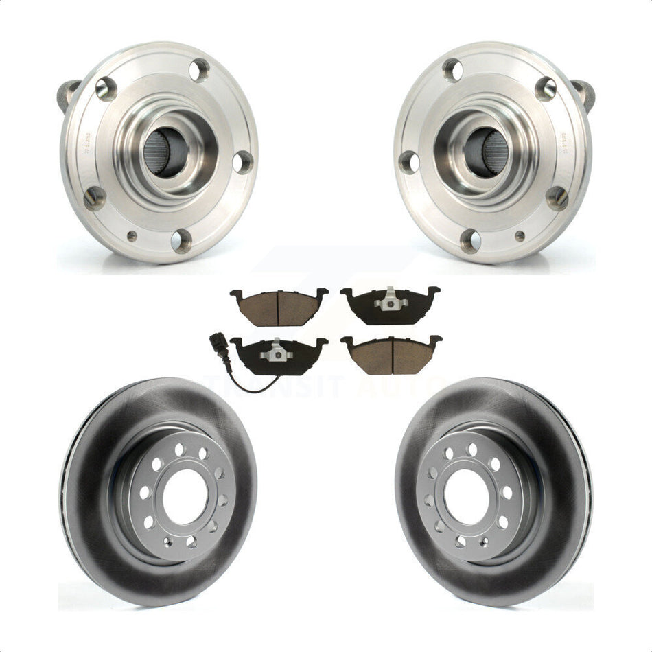 Front Hub Bearing Assembly With Coated Disc Brake Rotors And Ceramic Pads Kit For 2011-2015 Volkswagen Jetta 280mm Diameter Rotor KBB-121187