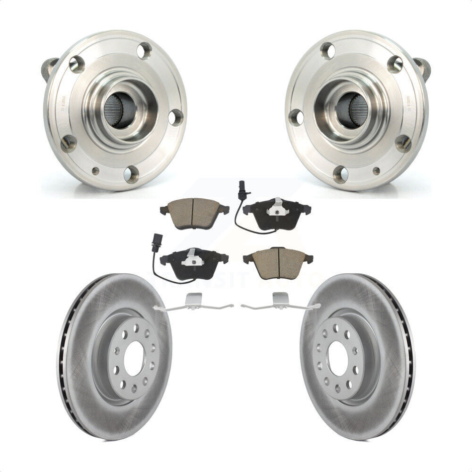 Front Hub Bearing Assembly With Coated Disc Brake Rotors And Ceramic Pads Kit For Volkswagen CC Passat KBB-121188