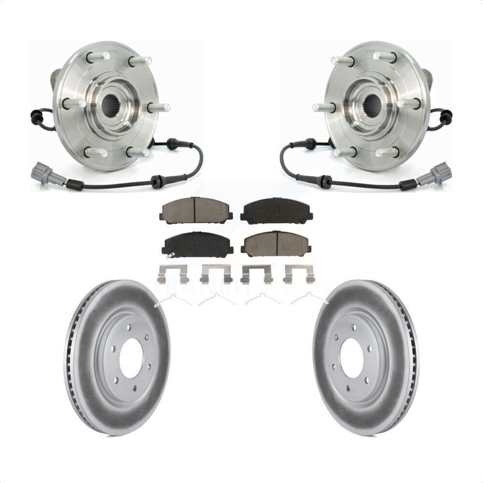 Front Hub Bearing Assembly With Coated Disc Brake Rotors And Ceramic Pads Kit For Nissan Titan Armada INFINITI QX56 TITAN KBB-121191