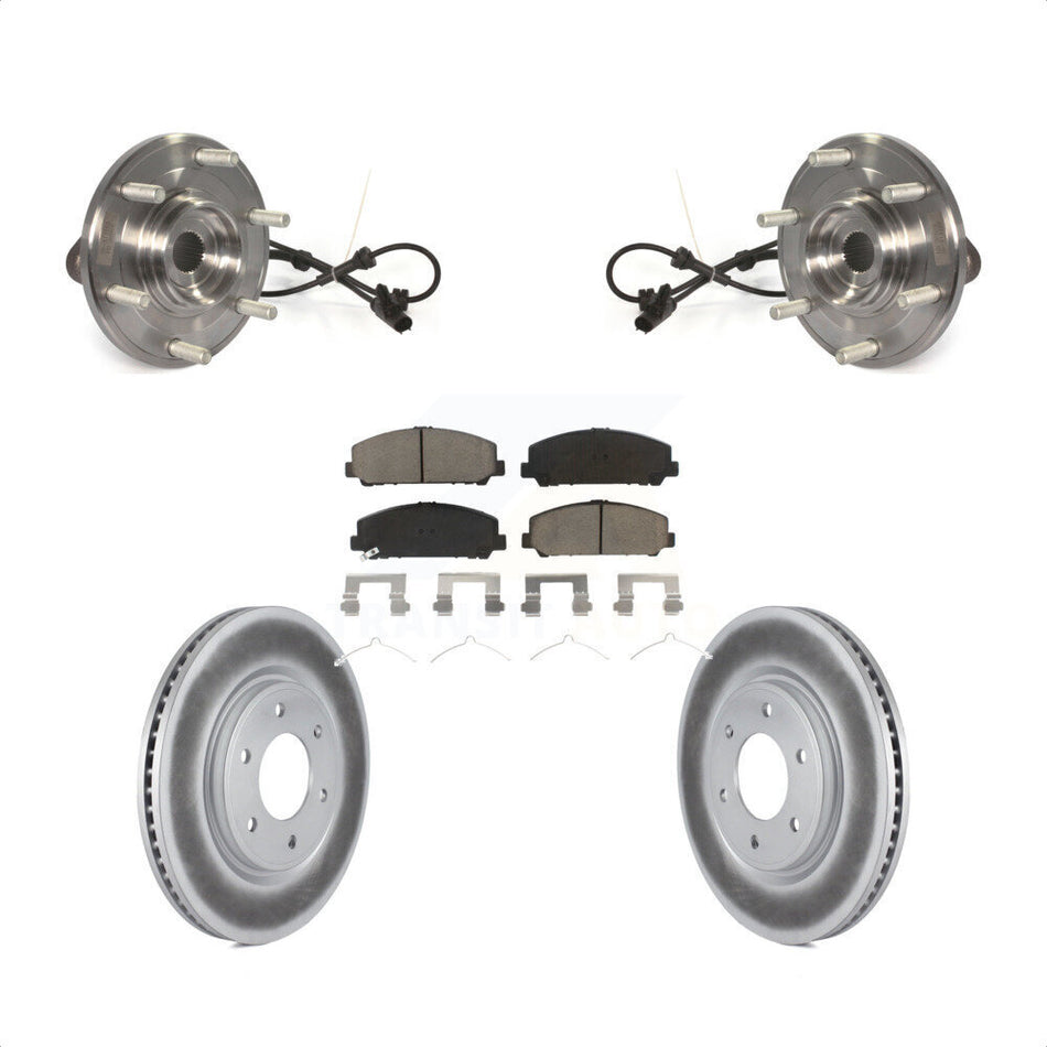 Front Hub Bearing Assembly With Coated Disc Brake Rotors And Ceramic Pads Kit For Nissan Titan Armada TITAN 4WD KBB-121192