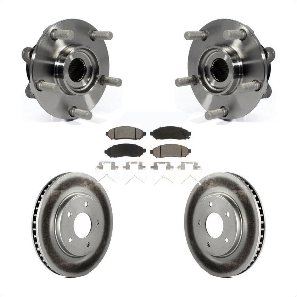 Front Hub Bearing Assembly With Coated Disc Brake Rotors And Ceramic Pads Kit For 2011-2012 Nissan LEAF KBB-121196