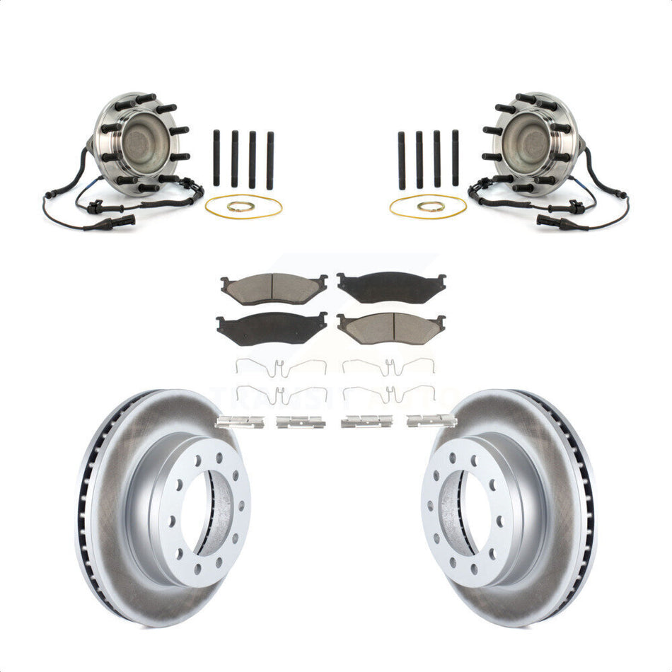 Front Hub Bearing Assembly With Coated Disc Brake Rotors And Ceramic Pads Kit For Ford F-450 Super Duty F-550 KBB-121199