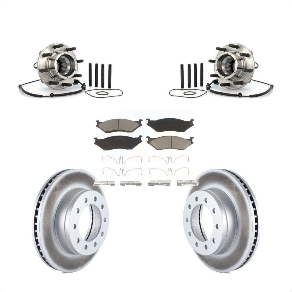 Front Hub Bearing Assembly With Coated Disc Brake Rotors And Ceramic Pads Kit For 2010 Ford F-550 Super Duty 4 X Single Rear Wheels KBB-121200