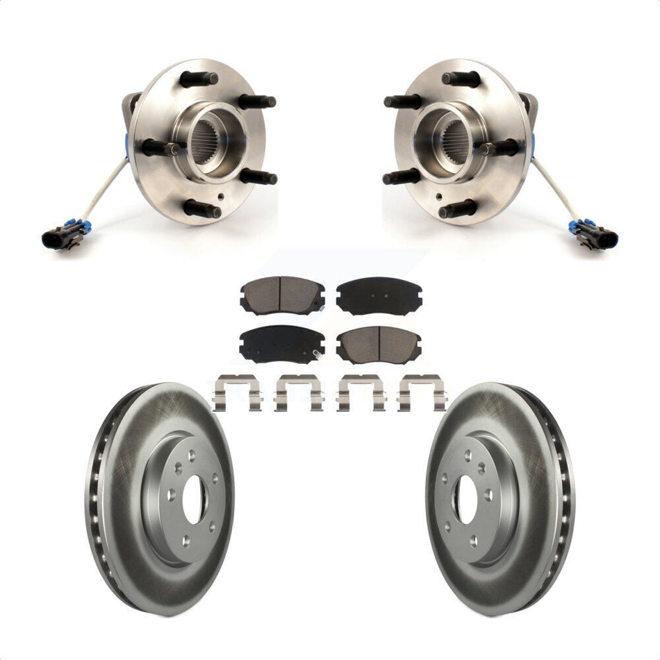 Front Hub Bearing Assembly With Coated Disc Brake Rotors And Ceramic Pads Kit For 2010 Buick Allure KBB-121216