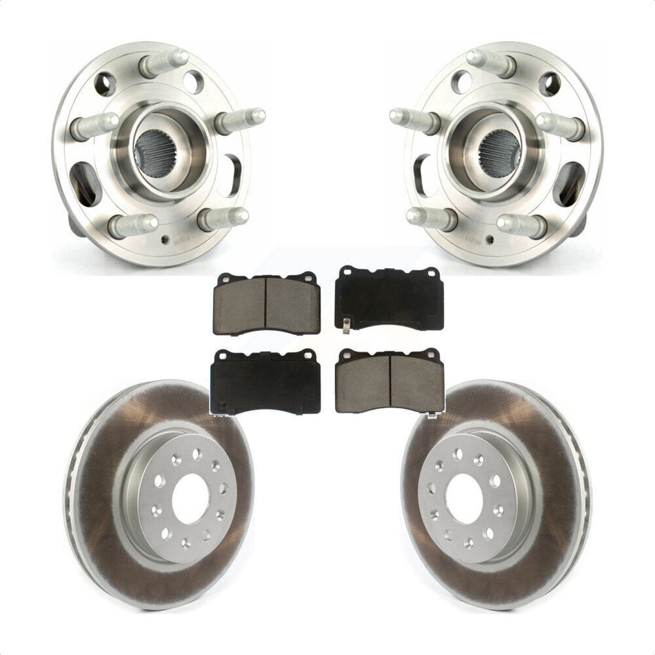 Front Hub Bearing Assembly With Coated Disc Brake Rotors And Ceramic Pads Kit For Cadillac CTS KBB-121223