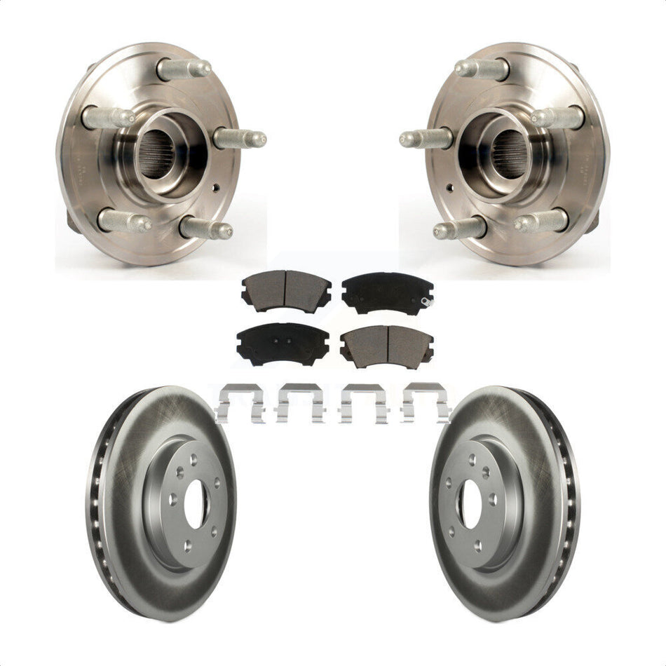 Front Hub Bearing Assembly With Coated Disc Brake Rotors And Ceramic Pads Kit For 2010-2015 Chevrolet Camaro LT LS KBB-121229