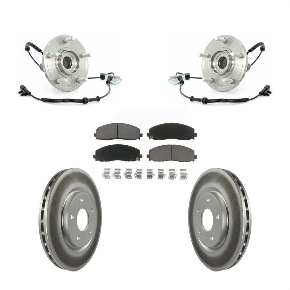 Front Hub Bearing Assembly With Coated Disc Brake Rotors And Ceramic Pads Kit For 2012 Volkswagen Routan Dual Piston Caliper KBB-121232