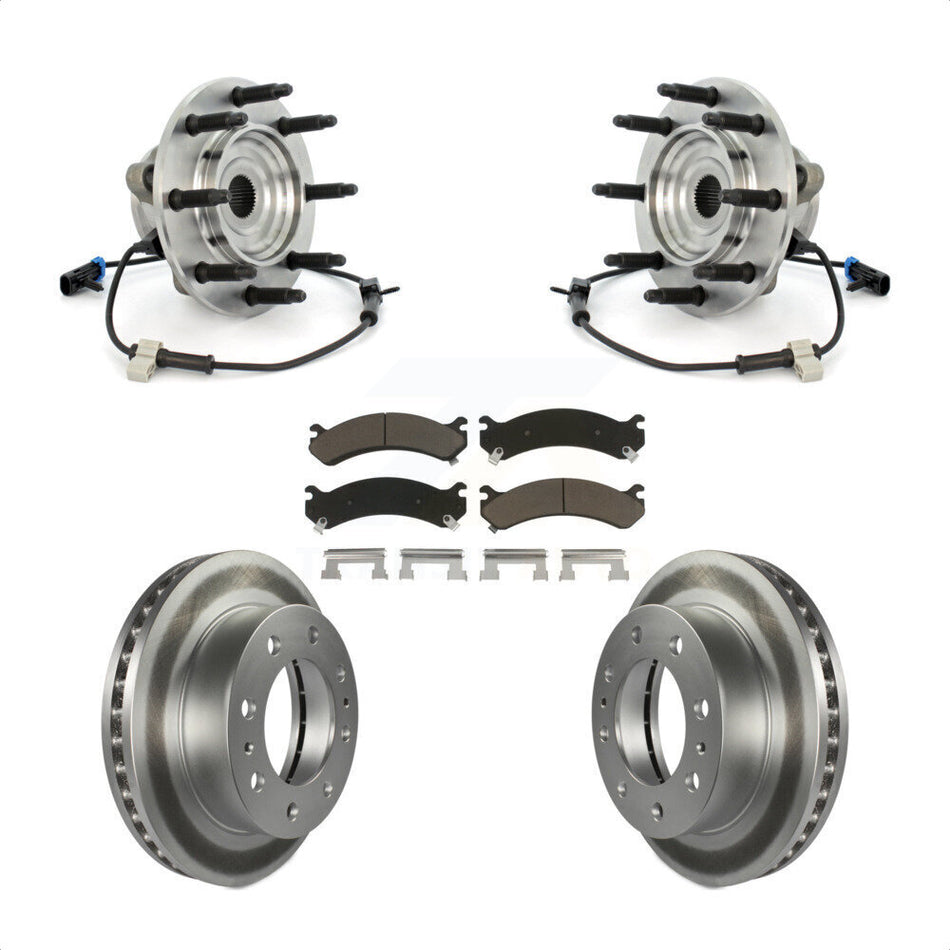Front Hub Bearing Assembly Coated Disc Brake Rotors And Ceramic Pads Kit For Chevrolet Silverado 2500 HD GMC Sierra Hummer H2 Classic 1500 3500 Suburban Yukon XL Avalanche KBB-121236