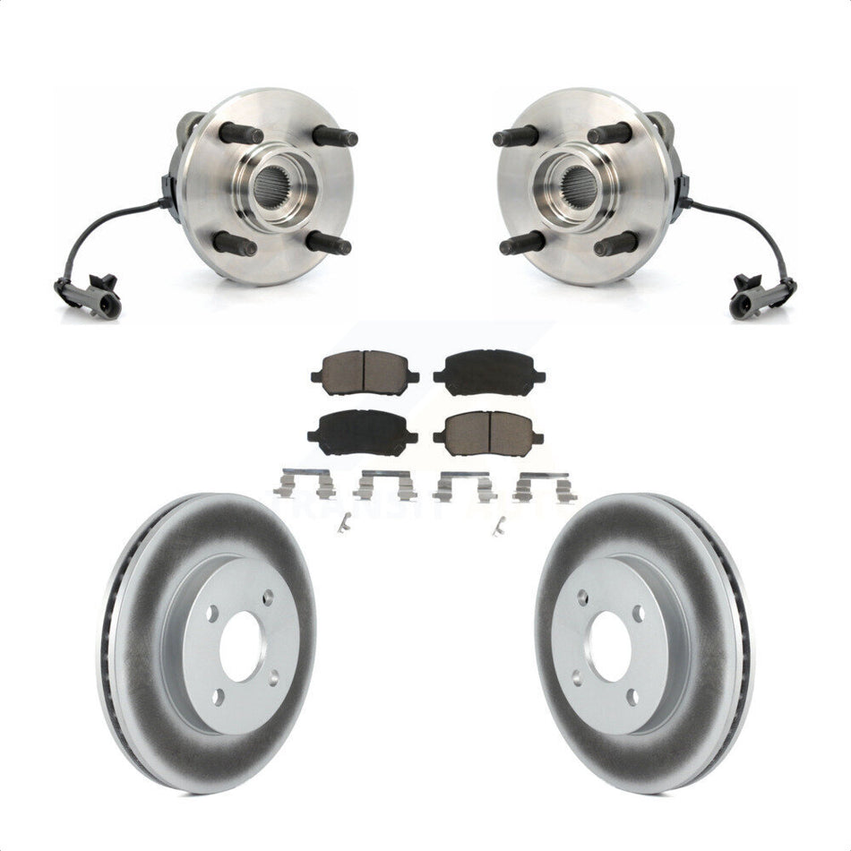Front Hub Bearing Assembly With Coated Disc Brake Rotors And Ceramic Pads Kit For Chevrolet Cobalt Saturn Ion Pontiac G5 Pursuit KBB-121238
