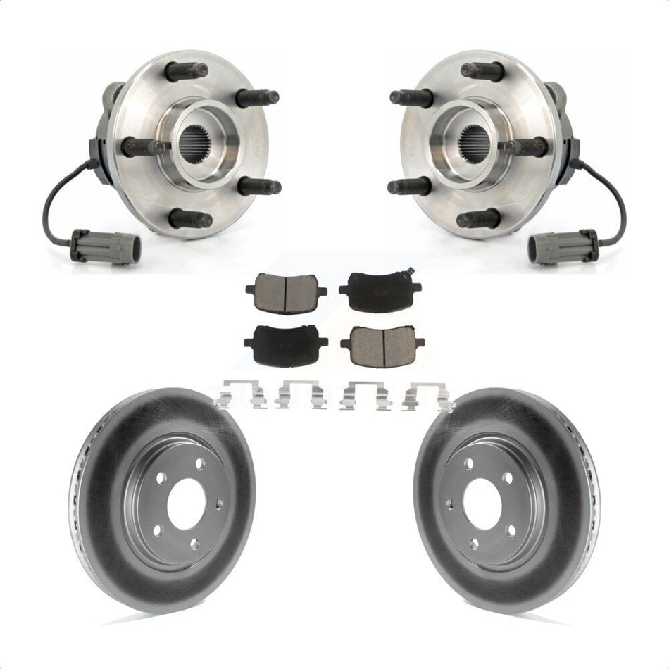 Front Hub Bearing Assembly With Coated Disc Brake Rotors And Ceramic Pads Kit For Chevrolet Cobalt Saturn Ion 5 Lug Wheels KBB-121241