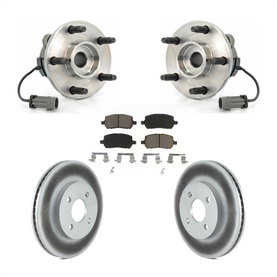 Front Hub Bearing Assembly With Coated Disc Brake Rotors And Ceramic Pads Kit For Saturn Ion Pontiac Pursuit 5 Lug Wheels KBB-121242