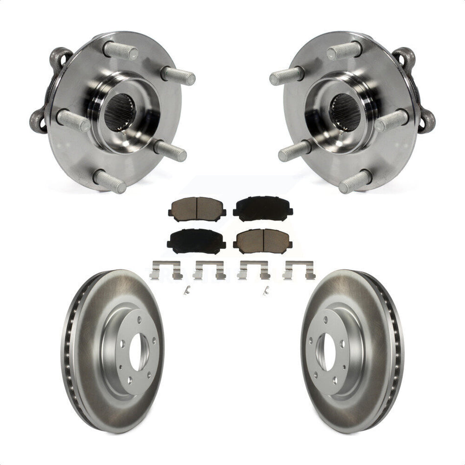 Front Hub Bearing Assembly With Coated Disc Brake Rotors And Ceramic Pads Kit For 2013-2015 Mazda CX-5 KBB-121249