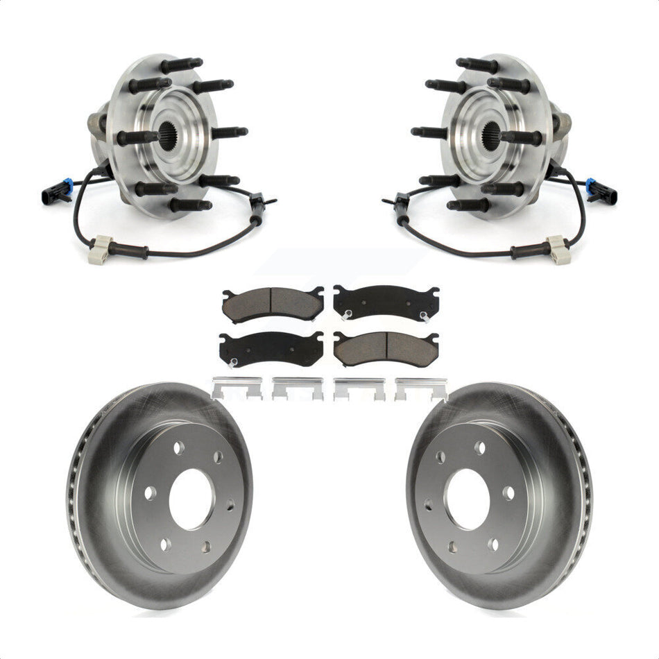 Front Hub Bearing Assembly With Coated Disc Brake Rotors And Ceramic Pads Kit For Chevrolet Silverado 1500 GMC Sierra Classic 8 Lug Wheels KBB-121254