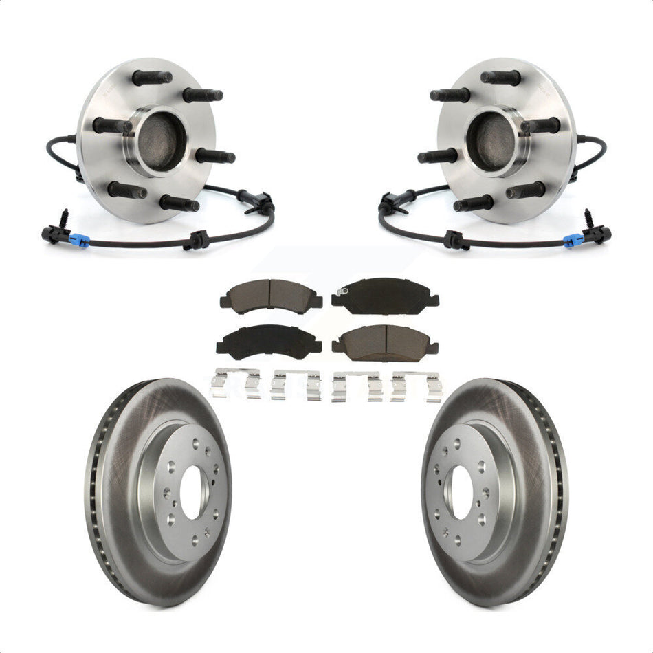 Front Hub Bearing Assembly With Coated Disc Brake Rotors And Ceramic Pads Kit For Chevrolet Silverado 1500 GMC Sierra Classic Express Savana KBB-121257