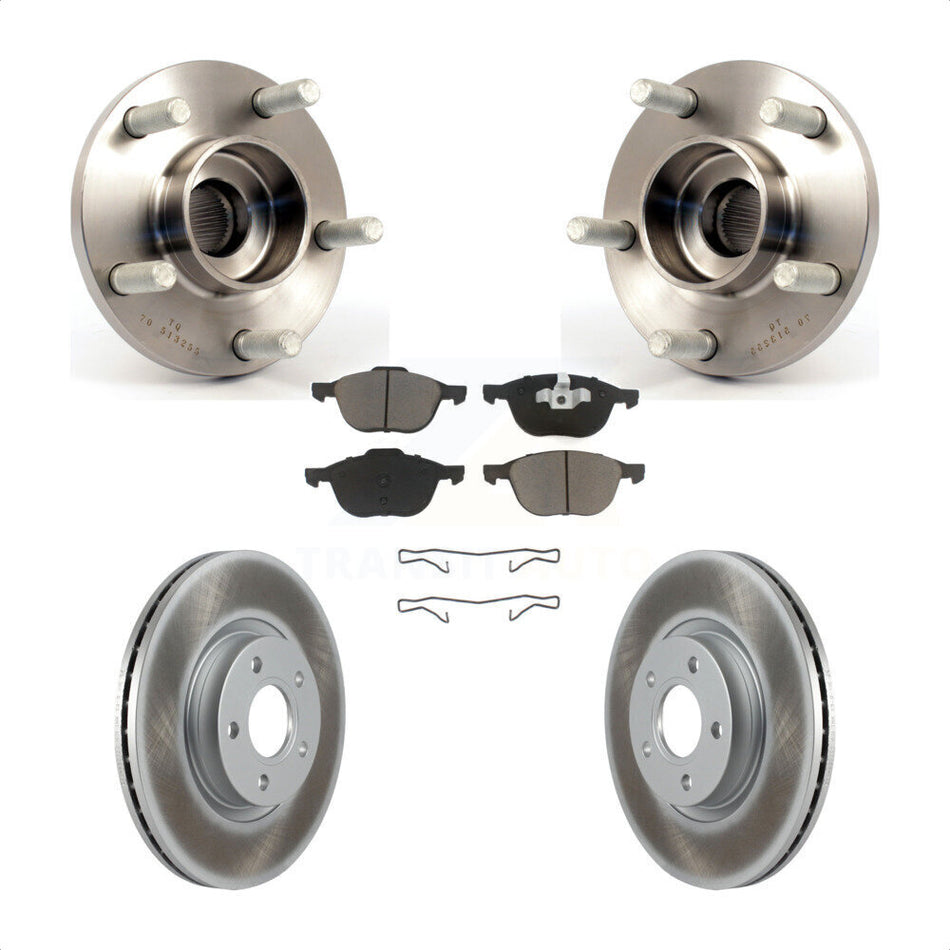Front Hub Bearing Assembly With Coated Disc Brake Rotors And Ceramic Pads Kit For Volvo S40 C70 C30 V50 KBB-121270
