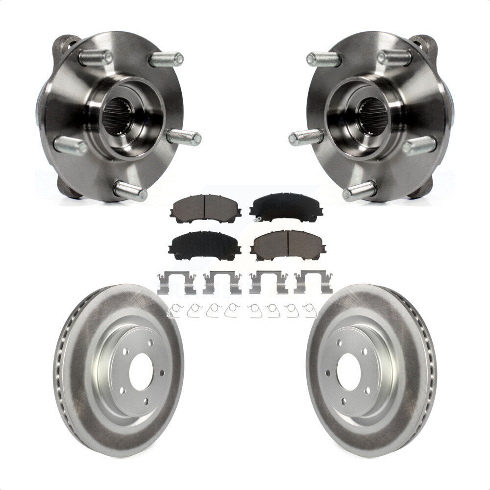 Front Hub Bearing Assembly Coated Disc Brake Rotor Pads Kit For INFINITI Q50 QX50 Q60 AWD KBB-121278