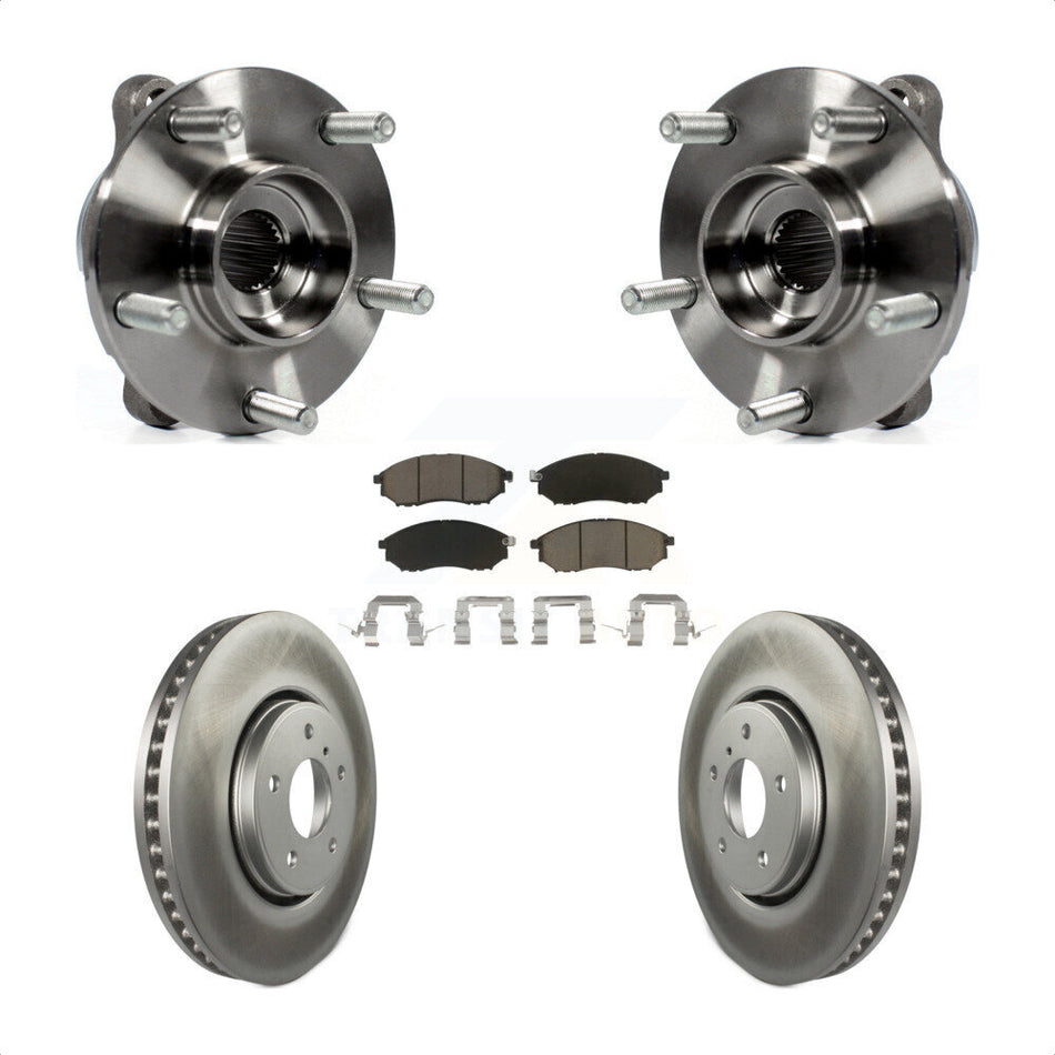 Front Hub Bearing Assembly Coated Disc Brake Rotor & Pads Kit For INFINITI FX35 FX37 FX45 KBB-121279