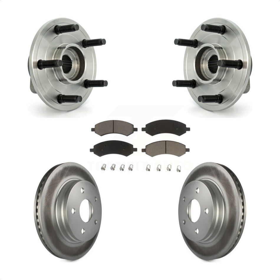 Front Hub Bearing Assembly With Coated Disc Brake Rotors And Ceramic Pads Kit For Dodge Ram 1500 5 Lug Wheels KBB-121281
