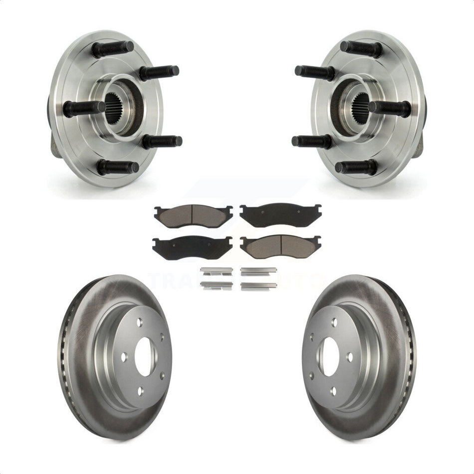 Front Hub Bearing Assembly With Coated Disc Brake Rotors And Ceramic Pads Kit For Dodge Ram 1500 5 Lug Wheels KBB-121285