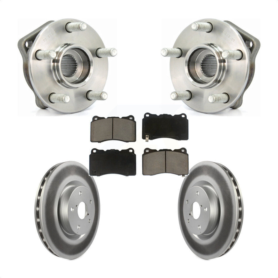 Front Hub Bearing Assembly With Coated Disc Brake Rotors And Ceramic Pads Kit For 2014 Subaru WRX Limited Base KBB-121287