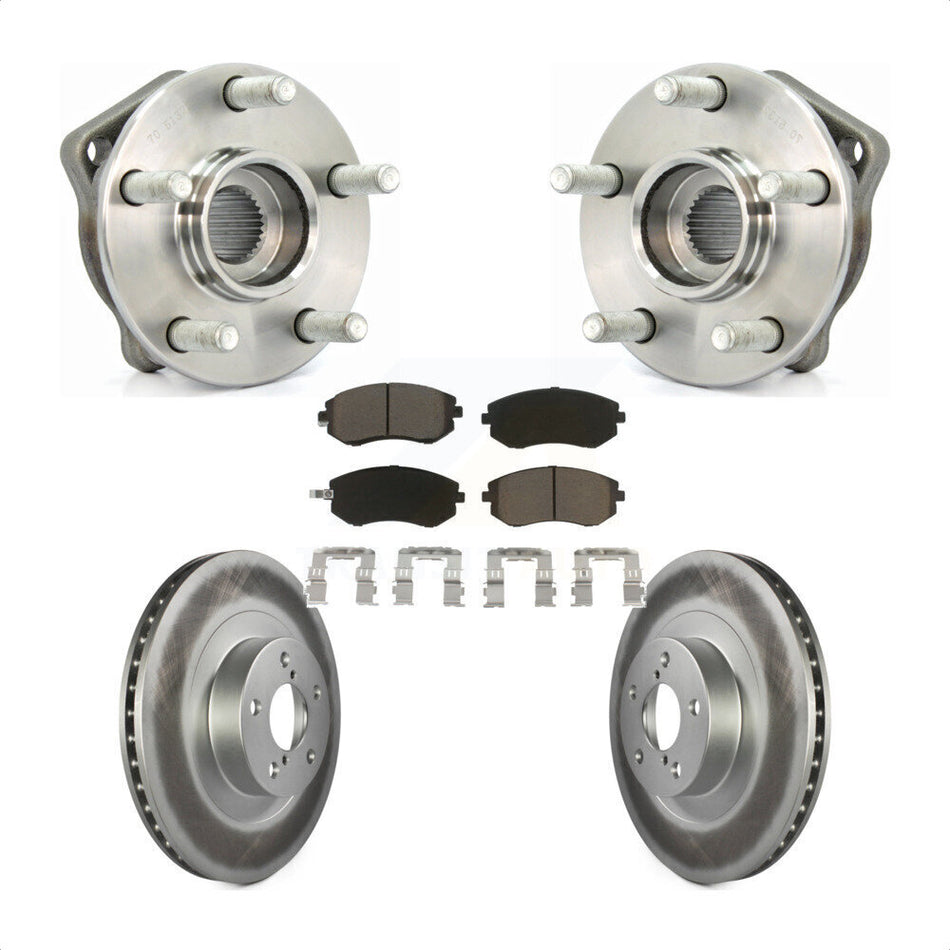 Front Hub Bearing Assembly With Coated Disc Brake Rotors And Ceramic Pads Kit For 2005-2005 Subaru Outback Legacy KBB-121294