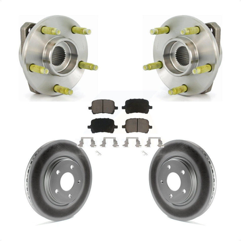 Front Hub Bearing Assembly With Coated Disc Brake Rotors And Ceramic Pads Kit For 2006-2007 Pontiac G6 Non-ABS 296mm Diameter Rotor KBB-121301