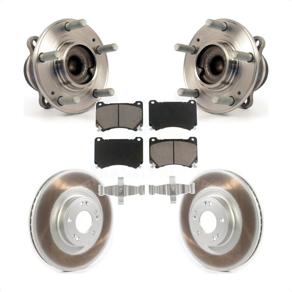 Front Hub Bearing Assembly With Coated Disc Brake Rotors And Ceramic Pads Kit For Hyundai Genesis KBB-121304