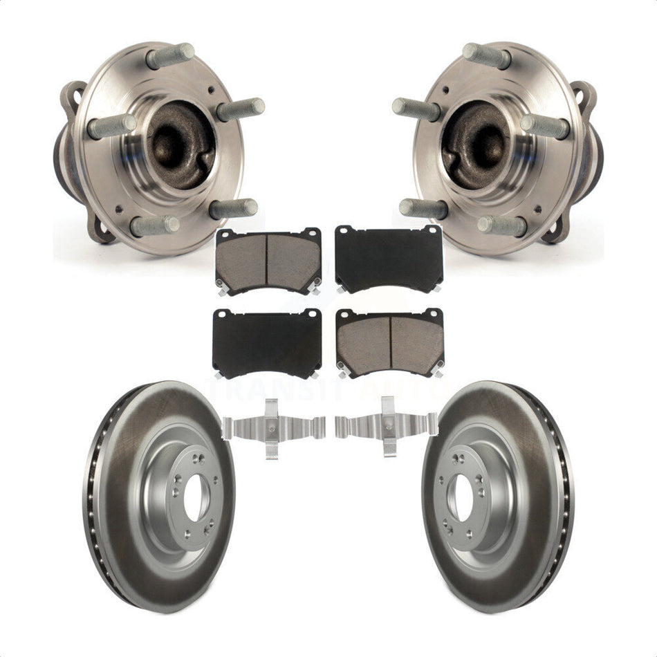Front Hub Bearing Assembly With Coated Disc Brake Rotors And Ceramic Pads Kit For Hyundai Genesis Equus KBB-121305
