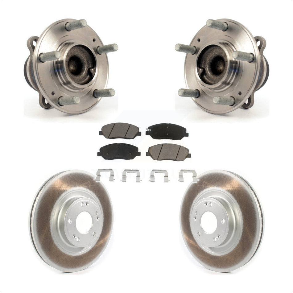 Front Hub Bearing Assembly With Coated Disc Brake Rotors And Ceramic Pads Kit For 2012 Hyundai Genesis 3.8L KBB-121307
