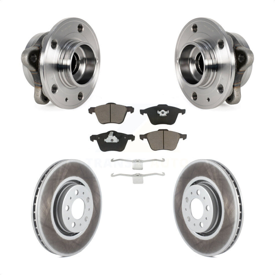 Front Hub Bearing Assembly With Coated Disc Brake Rotors And Ceramic Pads Kit For 2008-2014 Volvo XC90 316mm Diameter Rotor KBB-121312