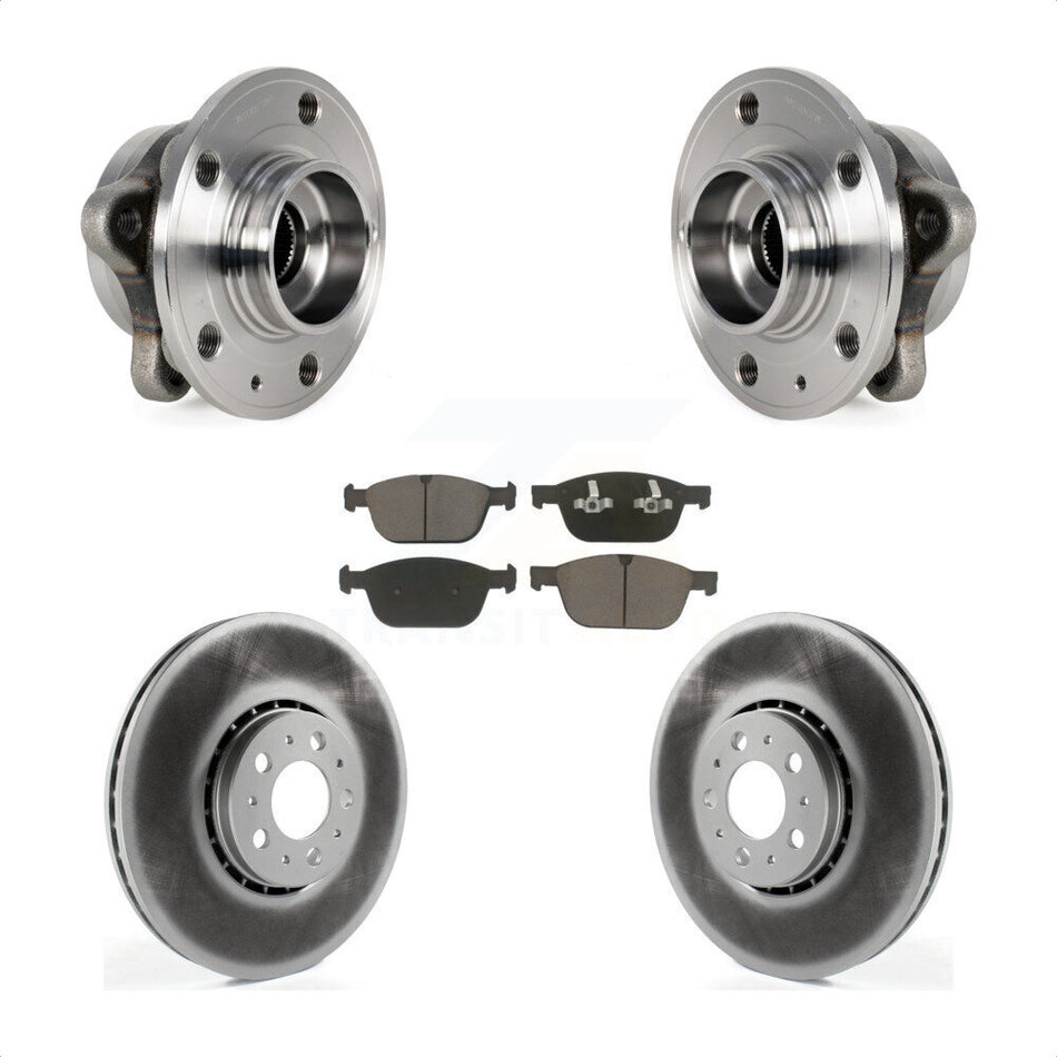 Front Hub Bearing Assembly With Coated Disc Brake Rotors And Ceramic Pads Kit For 2008-2014 Volvo XC90 328mm Diameter Rotor KBB-121313